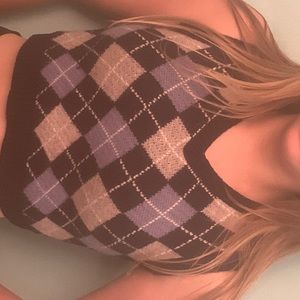 Knit argyle cropped zara tank top